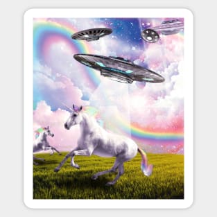 UFO Abducting Unicorn Sticker